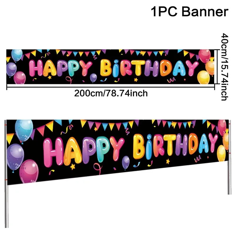 Happy Birthday Banner Birthday Party Decoration Kids Boys Girl Baby Shower Decoration Bunting Garland Banners Flags Anniversary Good Vibrations
