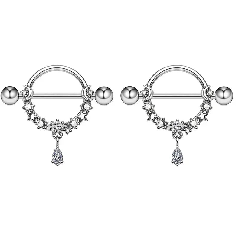 Pink Devil Nipple Piercing Jewelry Set Heart Crystal Nipple Rings Bulk Shiny Butterfly Nipple Barbell Dangle Lot Piercing Pezon