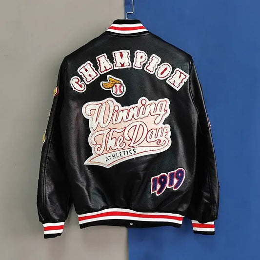 Street Popular Letter Flocking Embroidered Jacket And Coat Men 2023 New Y2K Harajuku Hip Hop Spliced Motorcycle Baseball Uniform Good Vibrations