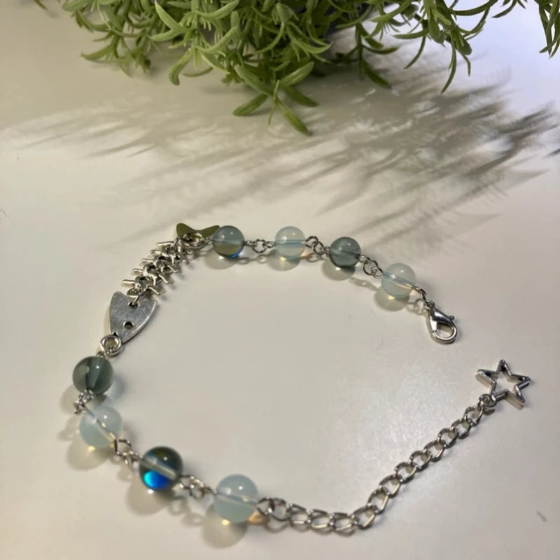 Fishbone Beads Bracelet | Fish Jewelry Gifts | Star & Bead | Cute Minimalist Earrings | Unique Sealife Bracelet | Kawaii Animal Good Vibrations