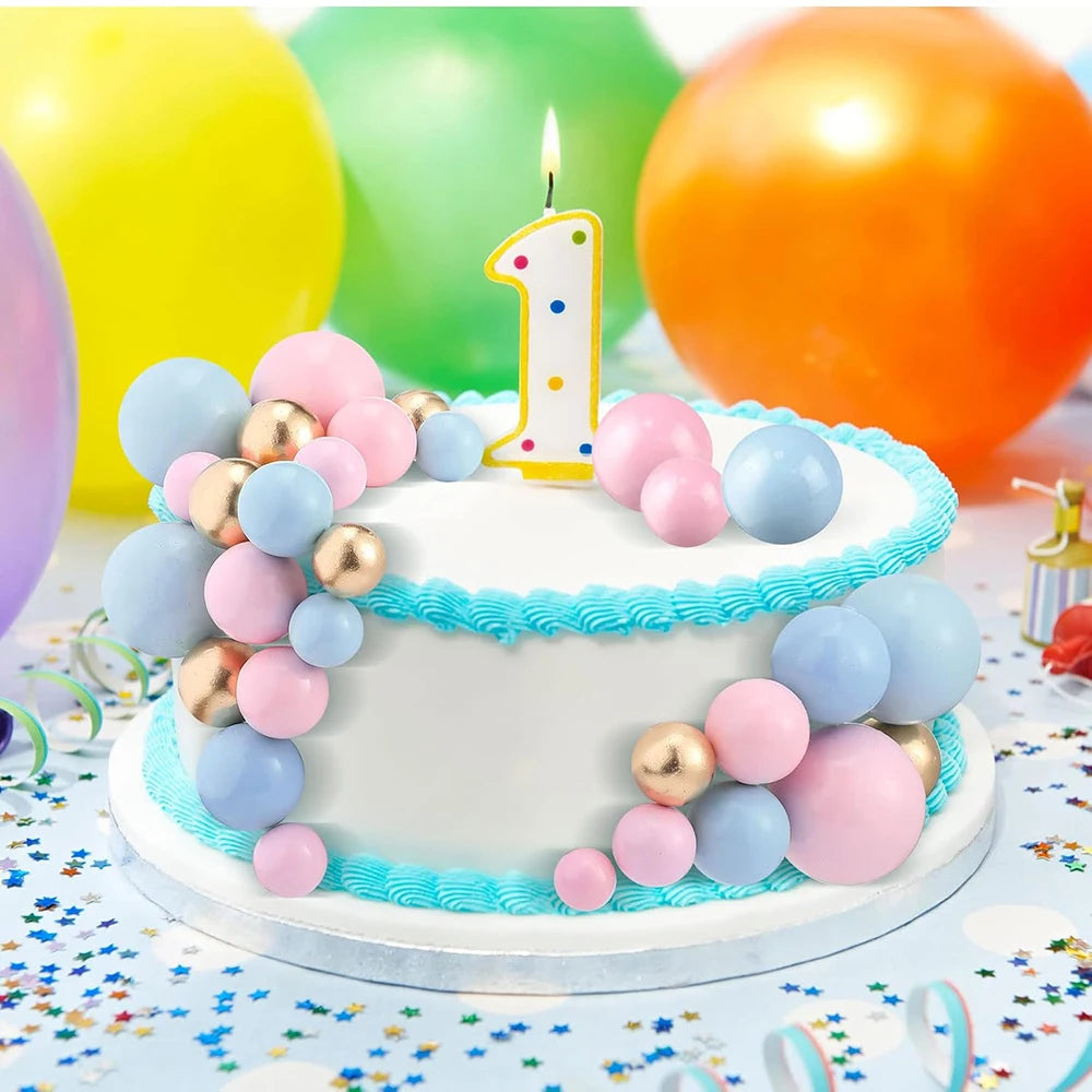 20Pcs Balls Cake Topper Pink Blue Gold Cake Balls Baking Decoration Birthday Wedding Anniversary Cake Picks Insert Toppers Decor Good Vibrations