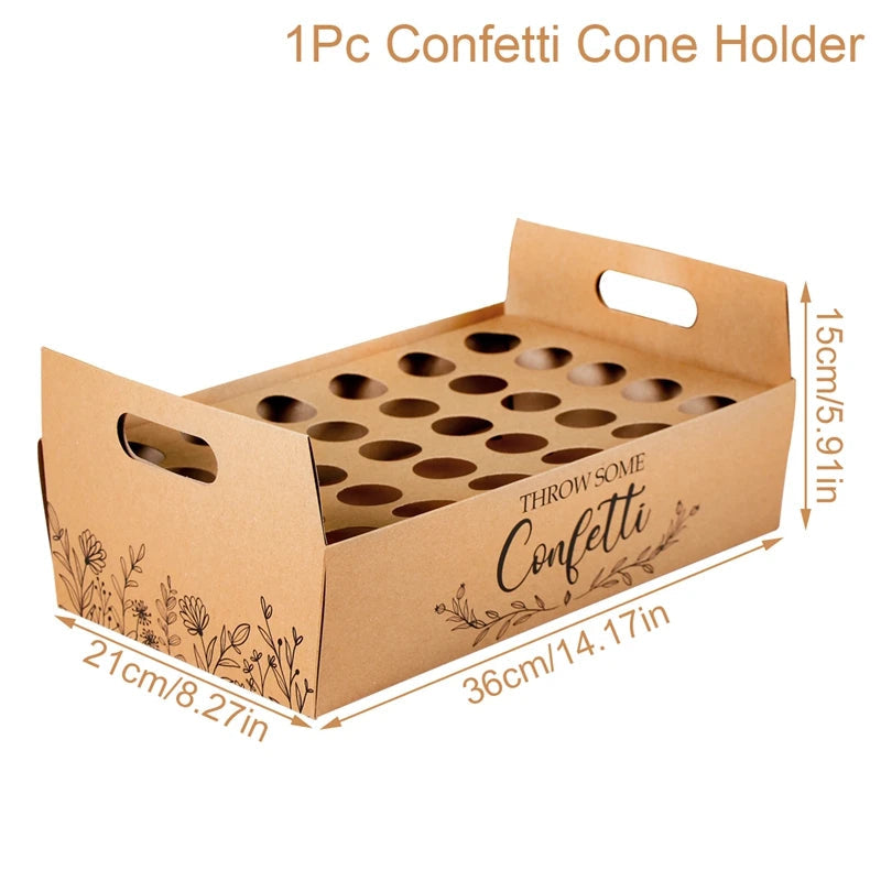 Kraft Paper Wedding Tray Confetti Cone Stand Box Tray Rustic Wedding Decoration Wedding Confetti Cones Wedding Cones Set supply Good Vibrations