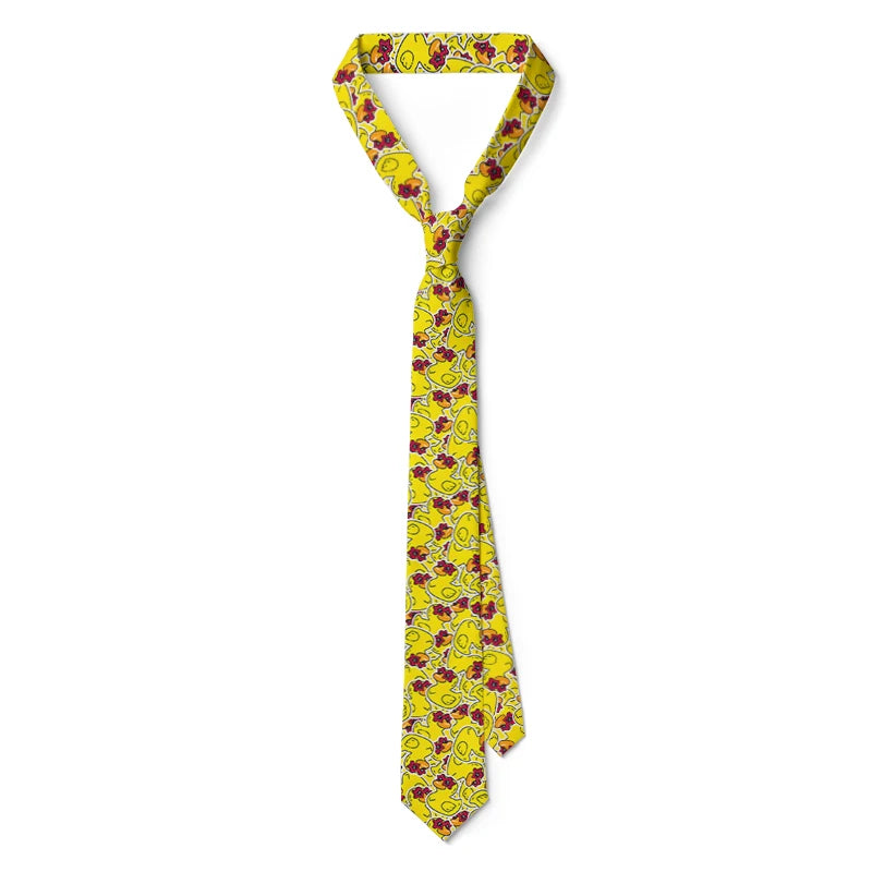 Fashion Adult Tie 8cm Wide Polyester Cartoon Yellow Duck Series Cute Accessories Novelty Design Wedding Business Fashion Gravata Good Vibrations