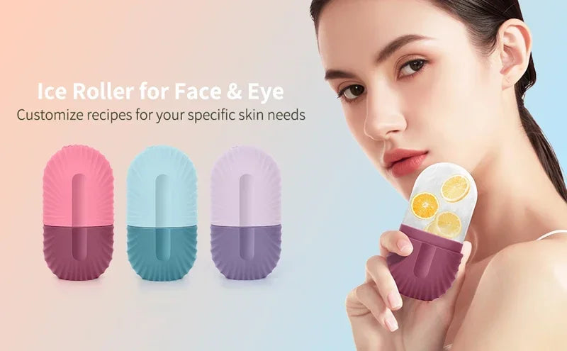 Ice Face Roller Ice Cube Beauty Massage Silicone Ice Mold For Eye Puffiness Ice Facial Roller Shrink Pores Good Vibrations