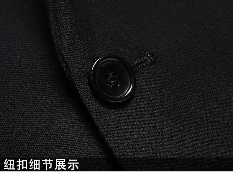 Suits for Men Korean Fashion Long Sleeve Slim Fit Wedding Business Blazer Black Professional Formal Suit Pants Sets Ropa Hombre Good Vibrations
