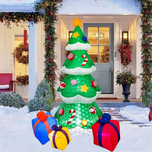 7FT/2.1M Xmas Inflatable Decoration 3 Gift Boxes Christmas Trees with Snow LED Lights Indoor Party Outdoor Garden Props Ornament Good Vibrations