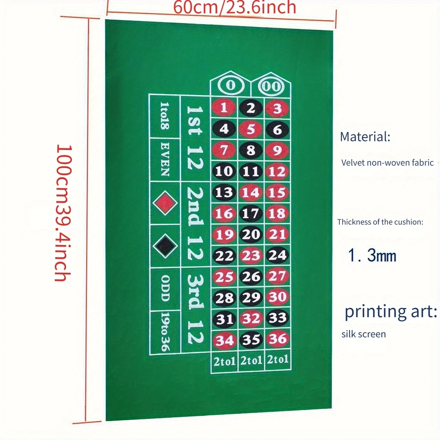 Chip tablecloth, Texas Hold'em velvet table mat, roulette chip cloth, entertainment equipment board game cloth, roulette table m Good Vibrations