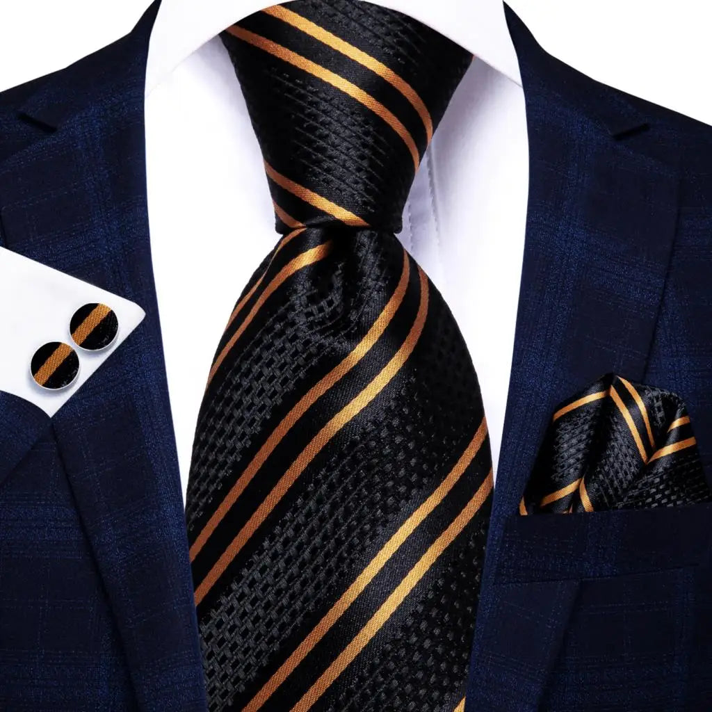 Hi-Tie 8.5cm Business Black Solid Paisley 100% Silk Men's Tie Neck Strip Ties for Men Formal Luxury Wedding Neckties Gravatas Good Vibrations