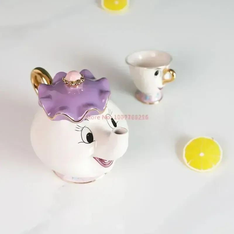 Disney Teapot Cute Cartoon Beauty And The Beast Coffee Pots Mug Mrs Potts Chip Cup Tea Cup Pots One Tea Set Droshipping Desk Gif Good Vibrations Adult Super Store