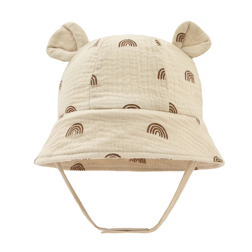 Hot Sell Soft Cotton Baby Bucket Hat Cute Ear Baby Girl Boys Hat Summer Autumn Kids Sun Panama Hat Outdoor Caps For 3-12 Months Good Vibrations