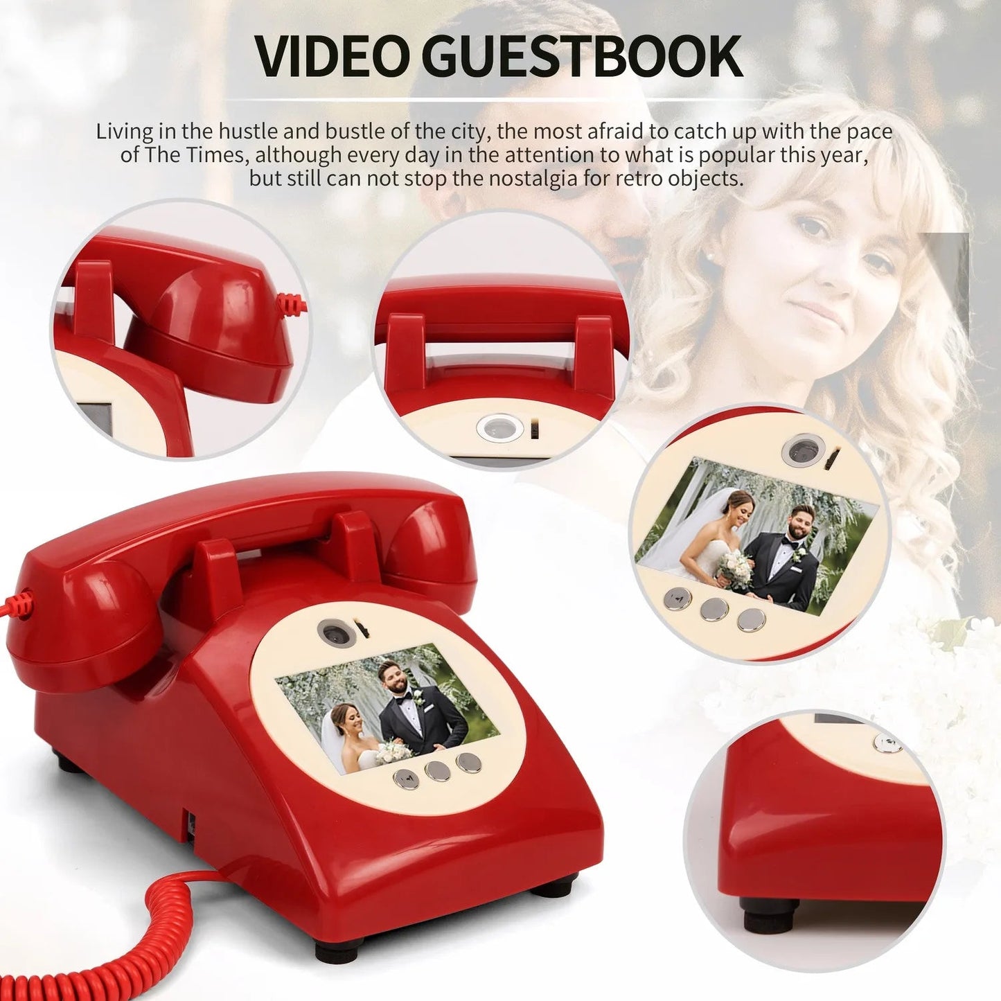 Wedding Audio Video Guestbook Phone Unique Av Guestbook Phone for Weddings Banquet Guest Video Sign-In Phone Party Wishes Video Good Vibrations