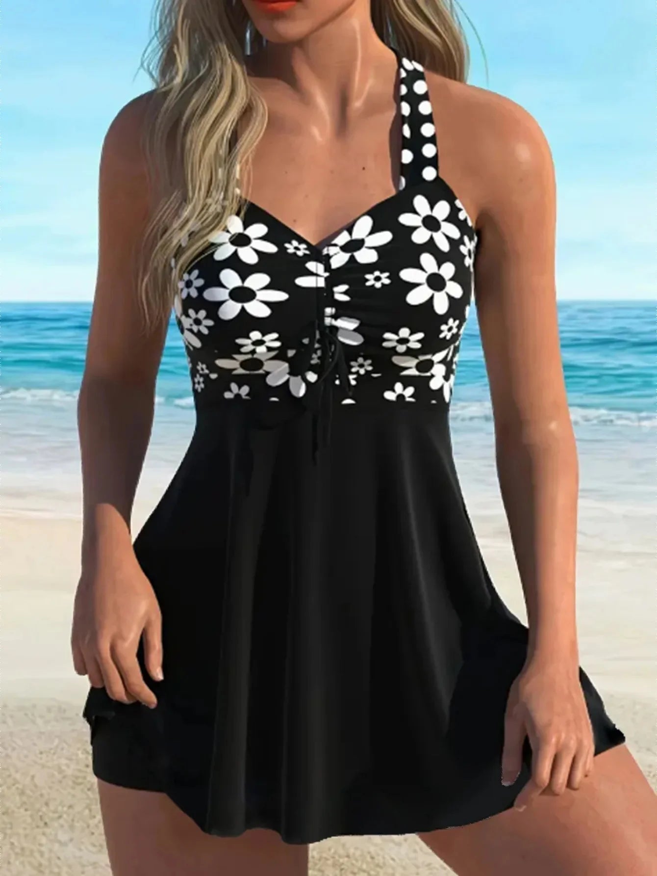 New 2025 Tankini Swim Set Slim Fit Separate Skirt Style Women's Swimwear Four Corner Pants Cross Border Ladies Bikini Good Vibrations