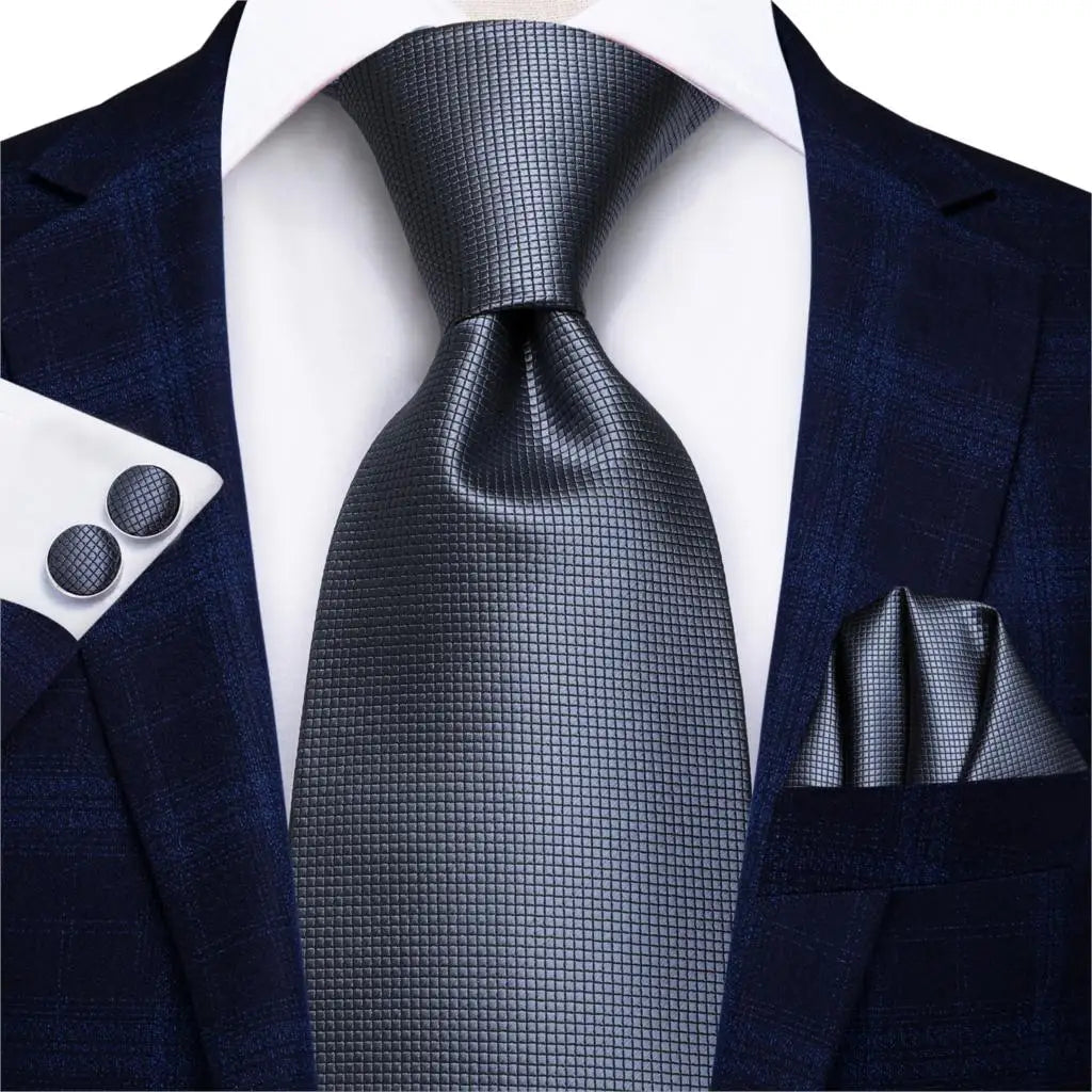 Hi-Tie 8.5cm Business Black Solid Paisley 100% Silk Men's Tie Neck Strip Ties for Men Formal Luxury Wedding Neckties Gravatas Good Vibrations