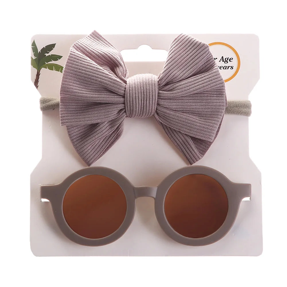 2Pcs/Set Baby Round Sunglasses Children Vintage Sun glasses UV400 Protection Classic Kids Shade Eyewear Summer Hair Accessories Good Vibrations