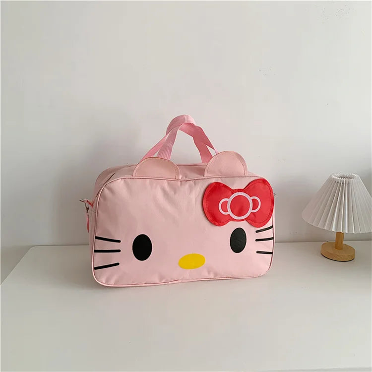 New Sanrio Cartoon Hello Kitty Duffle Bag Large Capacity Cartoon Student Handbag Short Trip Bag Girl's Handbody Bag Good Vibrations