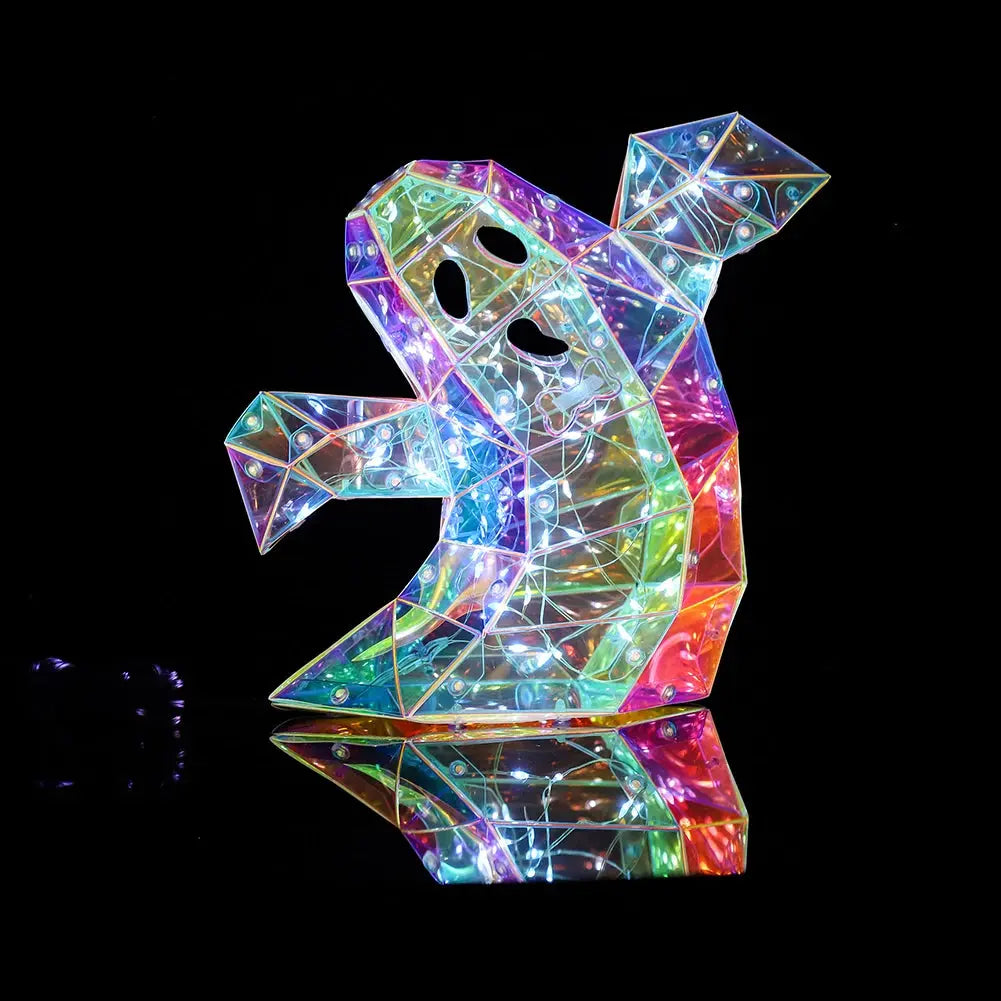 Halloween Prismatic Ghost Iridescent Ghost Decor Cute Glow Ghost Led Lights Holiday Party Decoration Scary Atmosphere Prop Good Vibrations