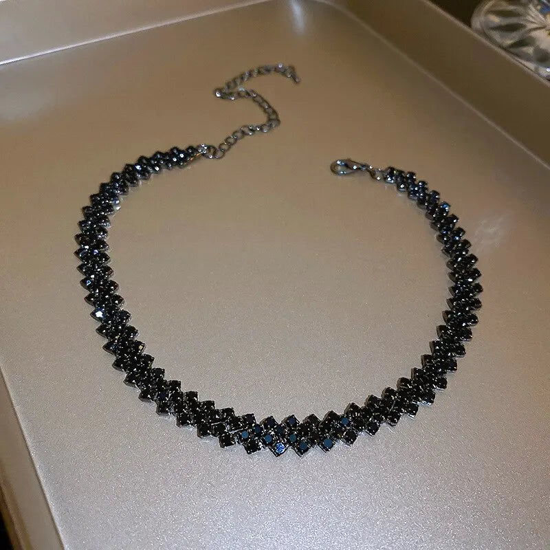 Luxury Shiny Full Rhinestone Choker Necklace for Women Personalized Geometric Crystal Necklaces Wedding Jewelry Party Gifts Good Vibrations Adult Super Store