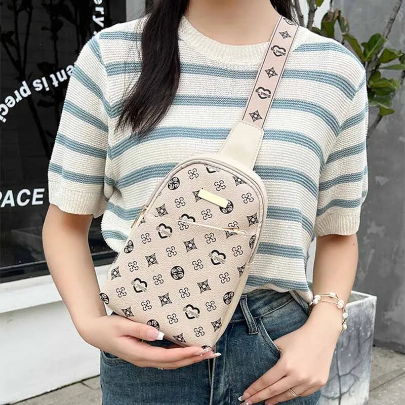 New Women's Crossbody Chest Bag 2025 ladeis Printed Fashionable Men's Chest Bag Stylish Shoulder Bag for Outdoor Activities Good Vibrations
