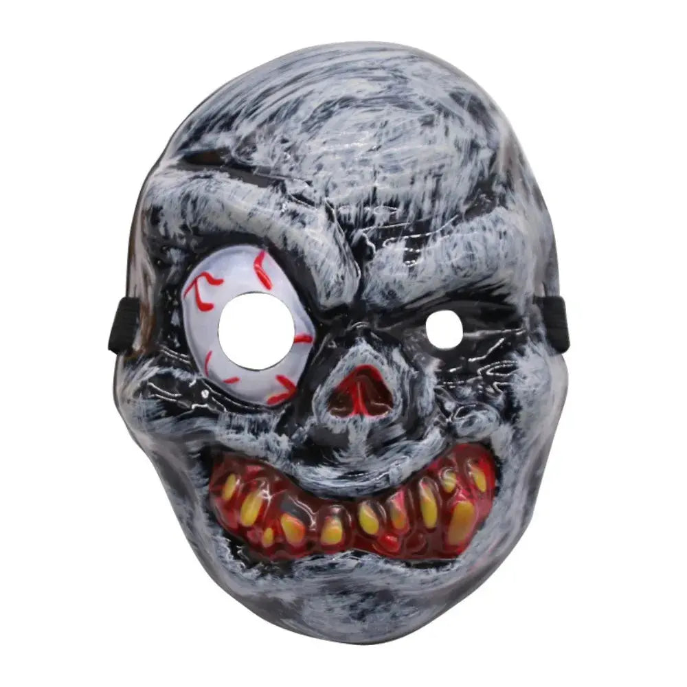 Full Face Halloween Ghost Mask One Eyed Scary Props Scary Ghost Head Cover PVC Breathable Ghost Headgear Cosplay Event Good Vibrations