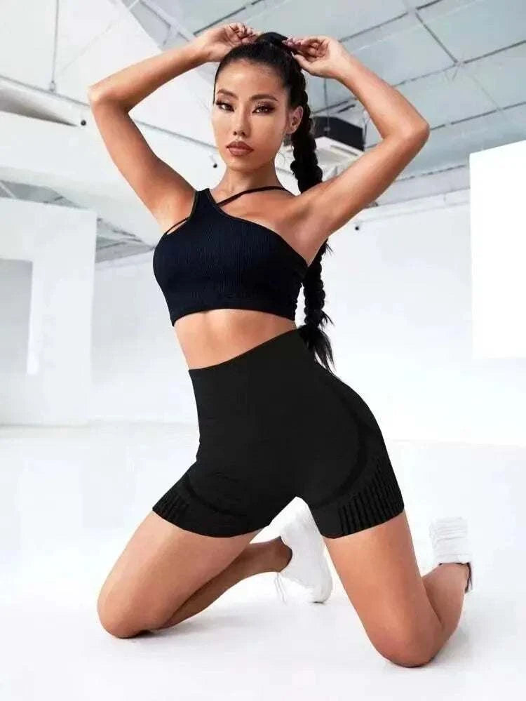 Women Yoga Shorts High Waist Workout Shorts Fitness Yoga Lift Butt Fitness Ladies Yoga Gym Running Short Pants Sportswear Good Vibrations