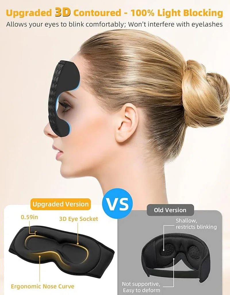 Bluetooth 3D Eye Mask Sleep Headphones Soft Cotton Blindfold Wireless Sleep Mask Speaker Microphone Comfortable Music Earphones Good Vibrations