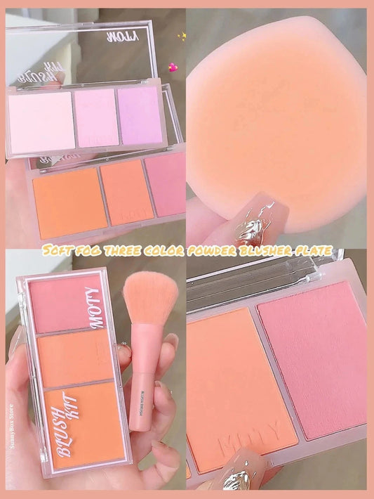 Pink Series 3 Colors Blush Makeup Palette Mashed Potato Texture Matte Cheek Tint Contour Shadow Blusher Cosmetics Rouge Powder Good Vibrations