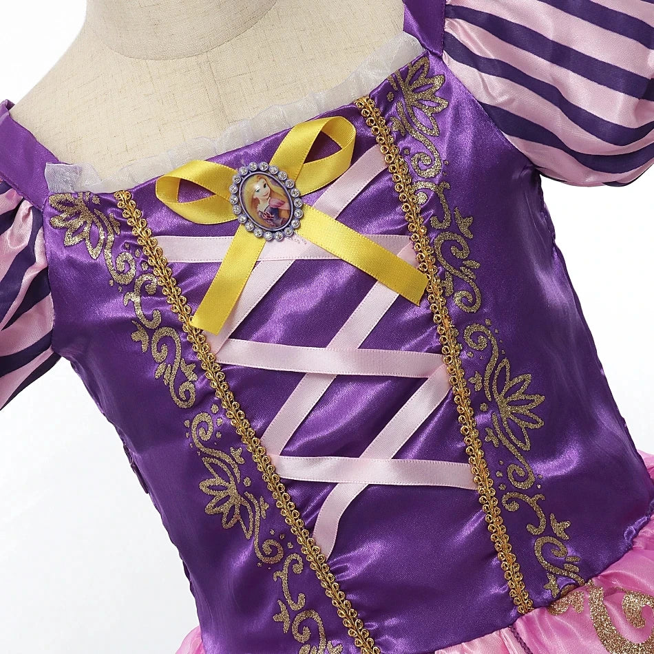 Disney Kids Princess Costume Elsa Anna Halloween Dress Girl Jasmine Moana Dinner Dress Rapunzel Mermaid Pageant Disguise 3-10Y Good Vibrations