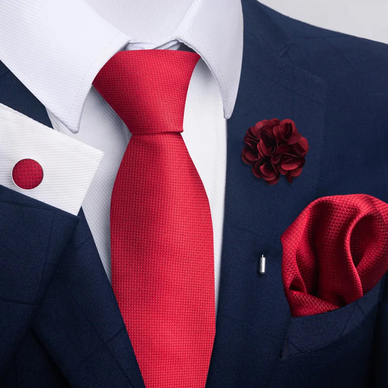 Luxury Mens Ties Floral Black Gold Ties Paisley NeckTie Pocket Square Cufflinks Brooch Set Men's Wedding Party Tie Good Vibrations