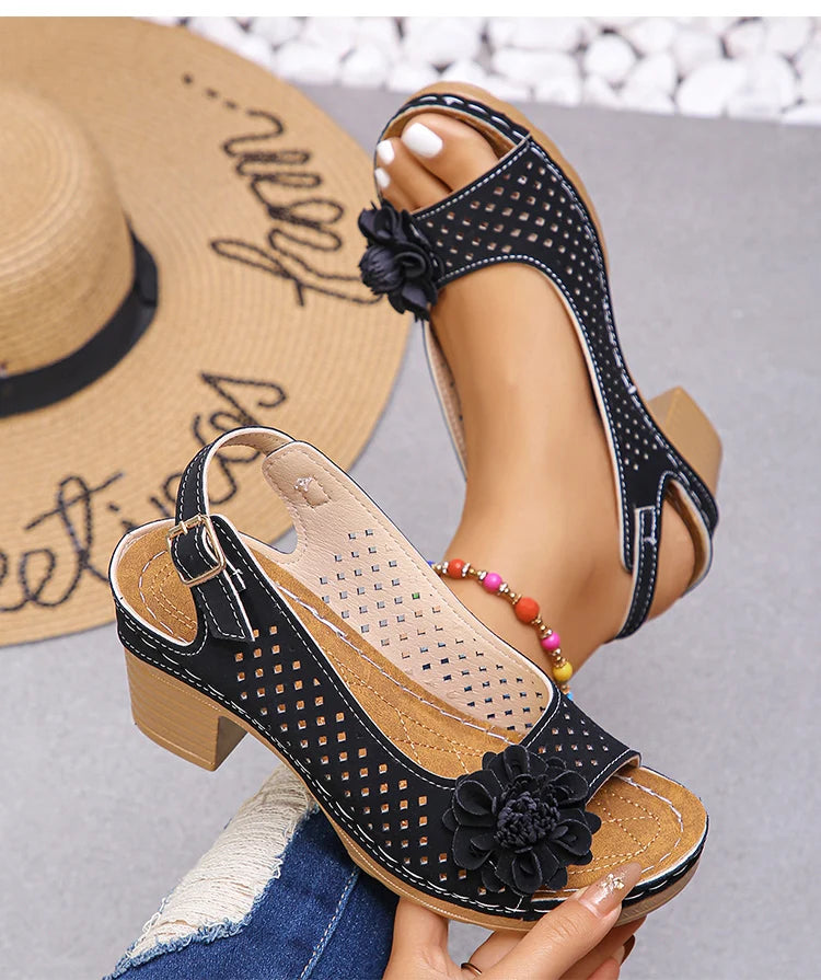 Women's Sandals Sweet Heels Sandals Summer Woman Shoes Fashion Heeled Sandalias Mujer Elegant Shoes Summer Footwear Women 2025 Good Vibrations