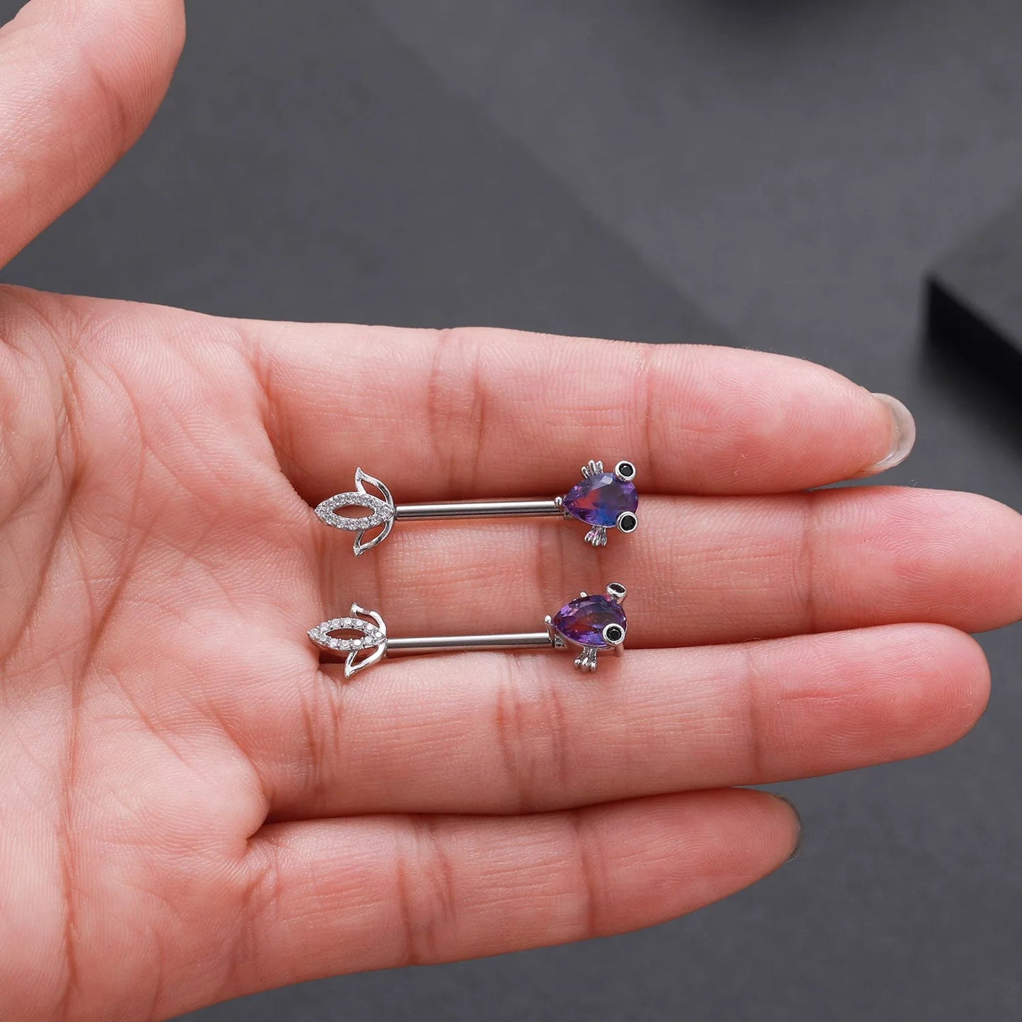 2pcs Steel Bear Dangled Zircon Nipple Piercing Sexy Breast Cover for Women Fashion Starfish Heart Shield Bar Barbell Nipple Ring Good Vibrations Adult Super Store