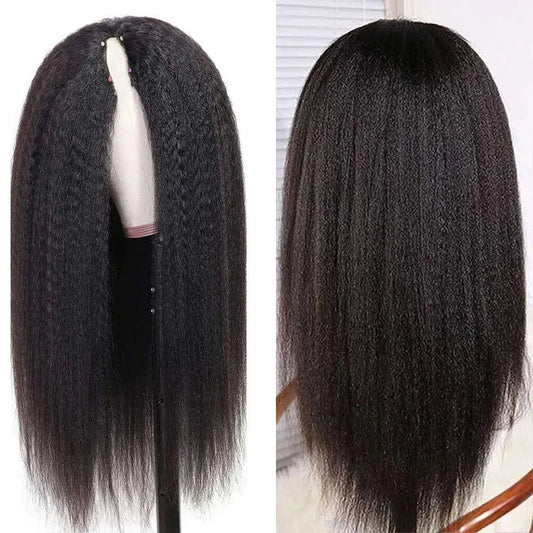 U V Part Wig Human Hair No Leave Out No Glue Kinky Straight U Part Wig Glueless Yaki Straight Human Hair Wigs For Women Virgin Good Vibrations