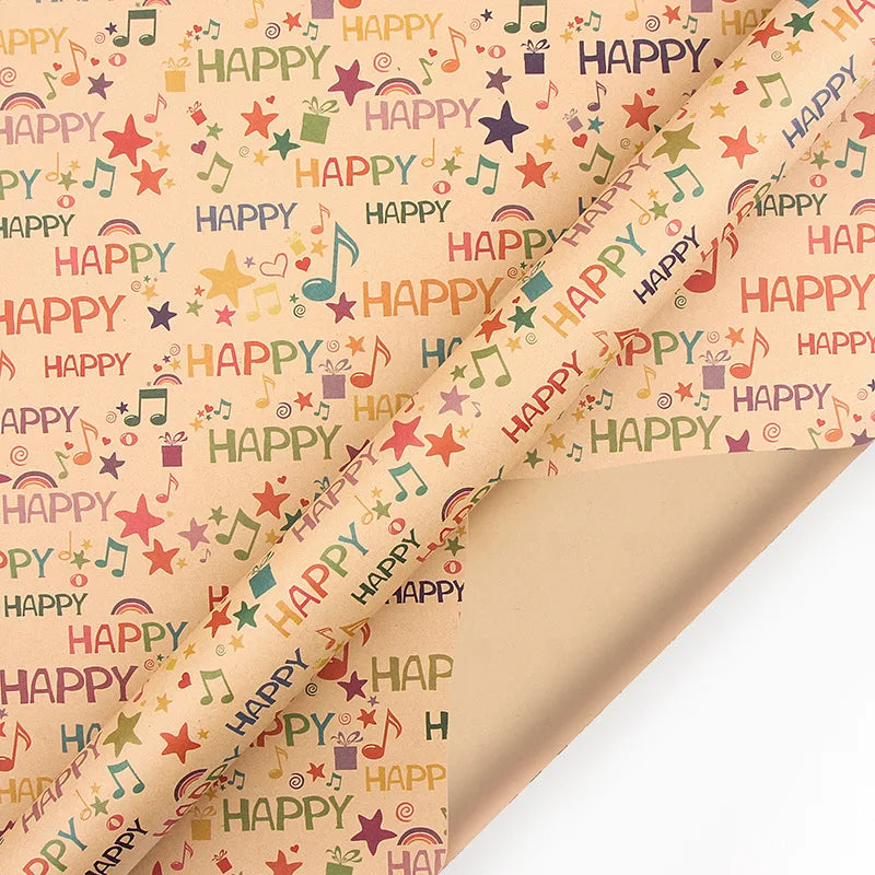 Happy Birthday Wrapping Paper 50*70cm Christmas Colorful DIY Flower Wedding Xmas Party Gift Packing Decor DIY Crafts Papers Good Vibrations