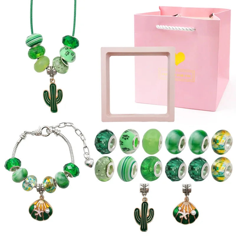 Charm Bracelet Making Kit for Girls Kids Jewelry Making Kit DIY Charm Bracelet Necklace Kit for Crafts Birthday Easter Gifts Good Vibrations