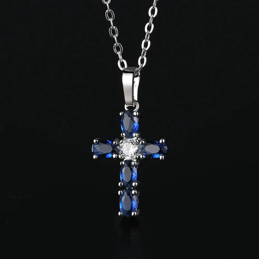 Aesthetic Cross Necklace for Women Charming Zirconia Trendy Party Accessories Personalized Female Jewelry Wholesale Bulk Good Vibrations