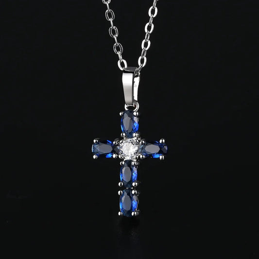 Aesthetic Cross Necklace for Women Charming Zirconia Trendy Party Accessories Personalized Female Jewelry Wholesale Bulk Good Vibrations