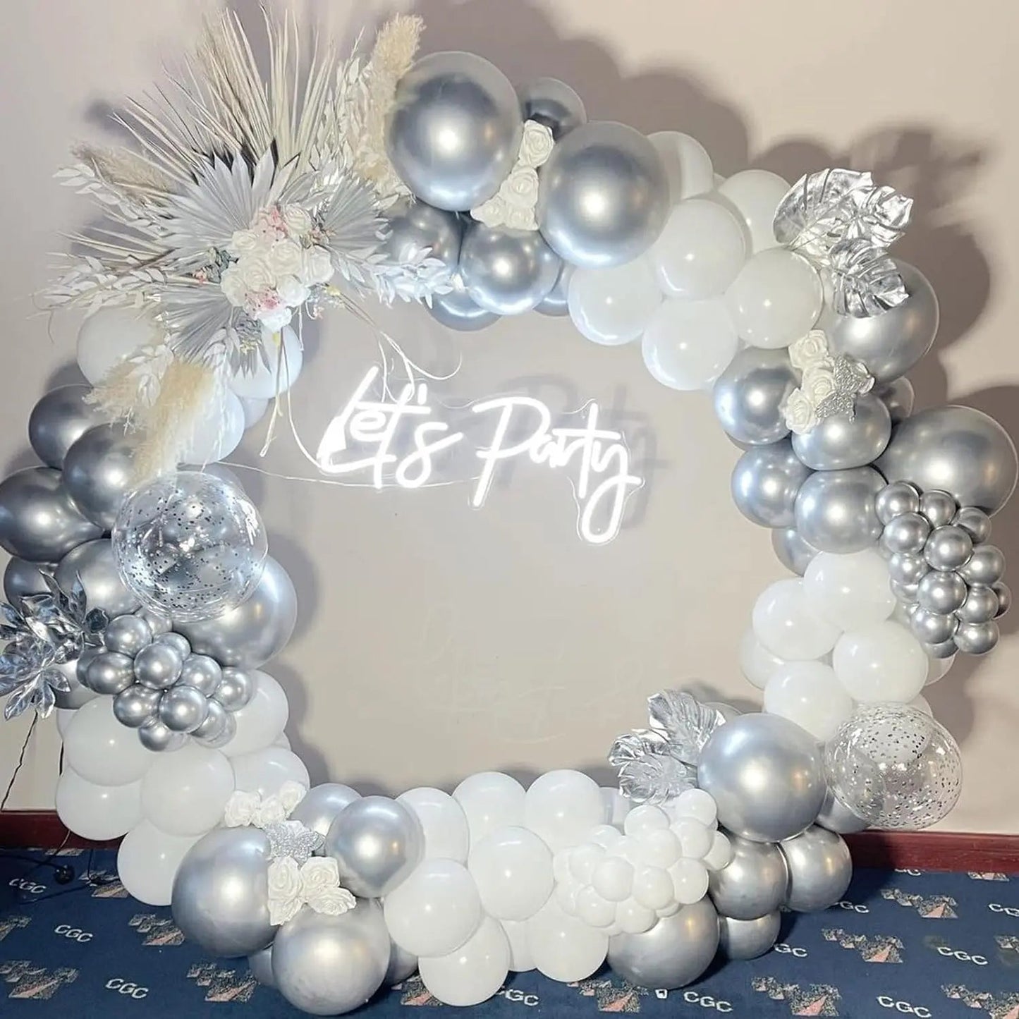 Blue White Metallic Balloons Garland Kit Gold Confetti Balloon Arch for Baby Shower Birthday Graduation Wedding Party Decoration Good Vibrations