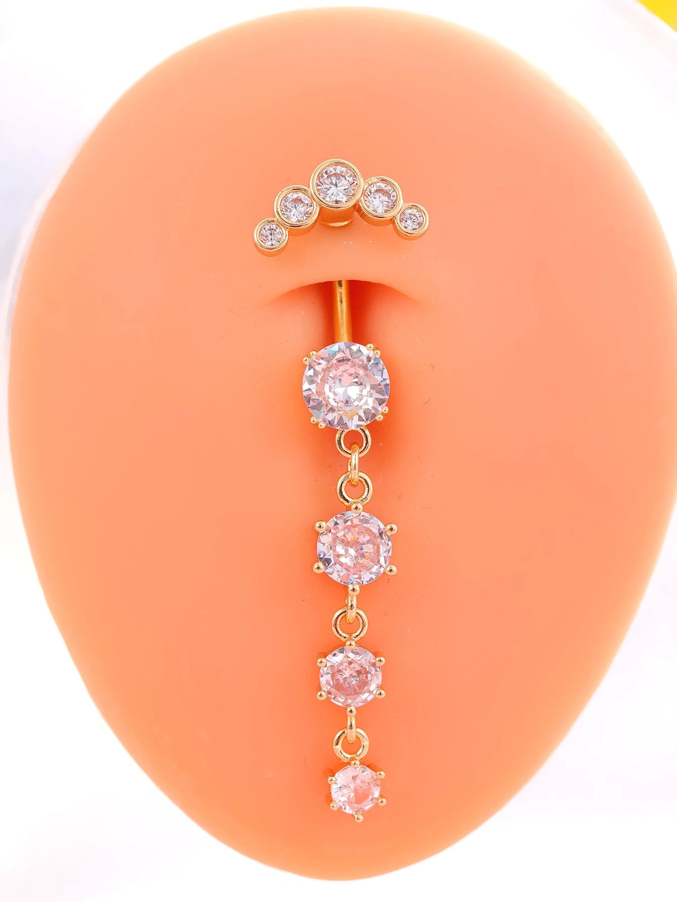 Gold Color Stainless Steel Belly Button Ring Long Dangled Flower CZ Crystal Navel Belly Piercing Rings for Women Sexy Jewelry Good Vibrations Adult Super Store