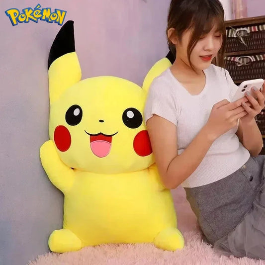25/45/55/65CM Pokemon Pikachu Plush Doll Japanese Cartoon Animal Stuffed Children's Pikachu Ornament Cushion Plushies Gift Good Vibrations