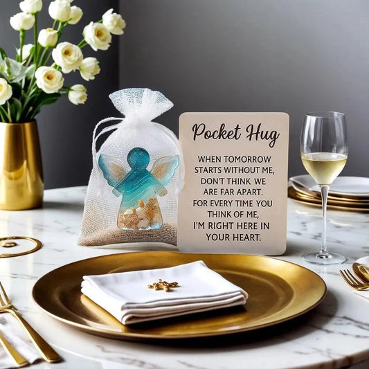 1-3Pcs New With Card Angel Pocket Hug Gifts Sentimental Encouragement Mini Resin Angel Hug Card Cute Pocket Hug Birthday Gift Good Vibrations