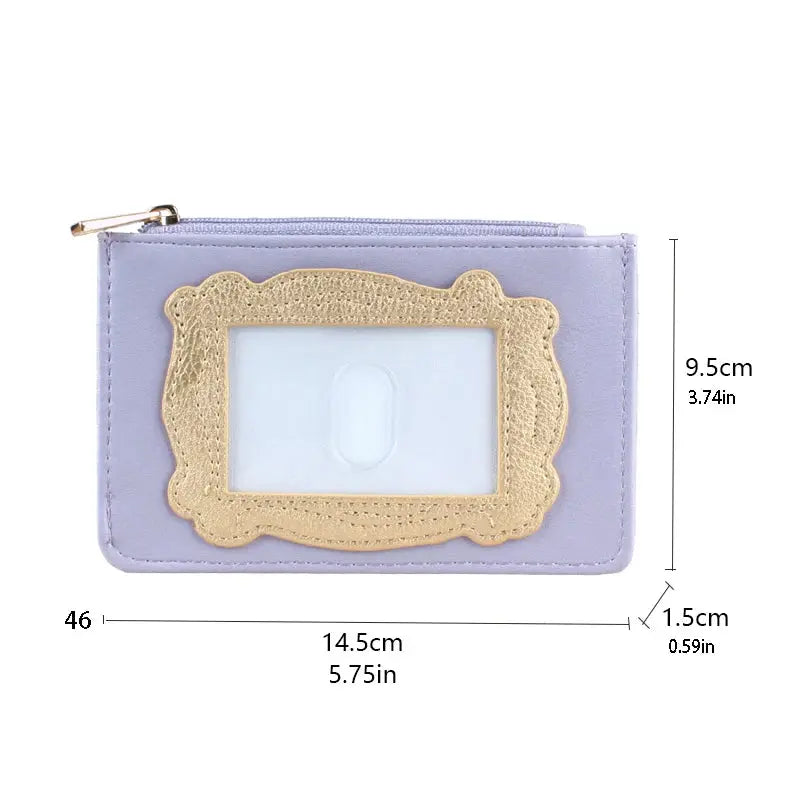 Slim & Stylish Women's Light Purple PU Coin Purse with Golden-Tone Accent - Ultra-Thin Wallet Good Vibrations