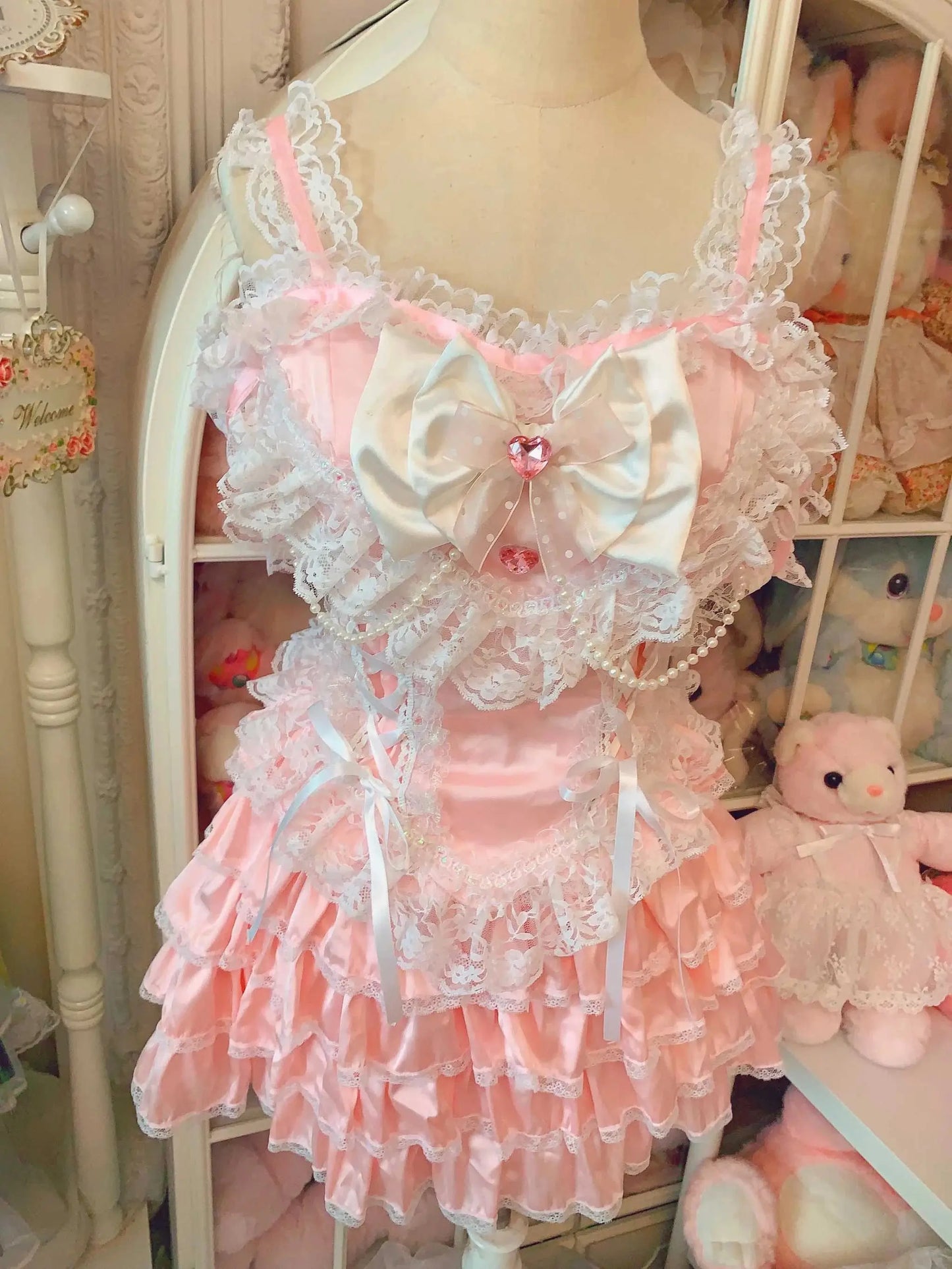 Sweet Cute Heavy Industry Skirt Sets Bow Lace Vest Mini Y2K GOOD Vibrations