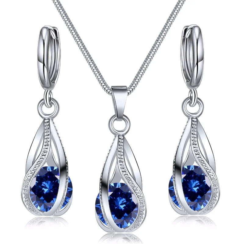 Chic Melody Pendant Necklace & Earrings Set - Glittering Zircon Crystal Jewelry for Women Good Vibrations