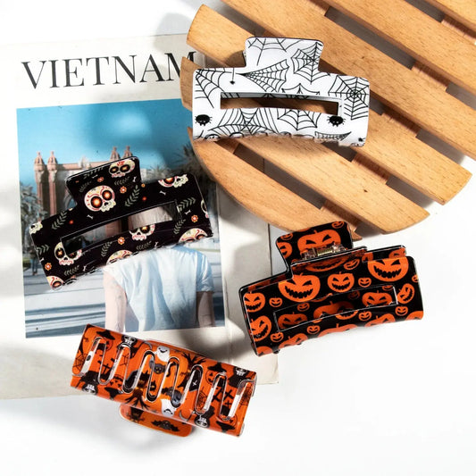 Women's Ghost Pumpkin Hairpin Ghost Face Halloween Grab For Cool Girls Funny And Joyful Hairpin Spider Web Side Clip Decorations Good Vibrations
