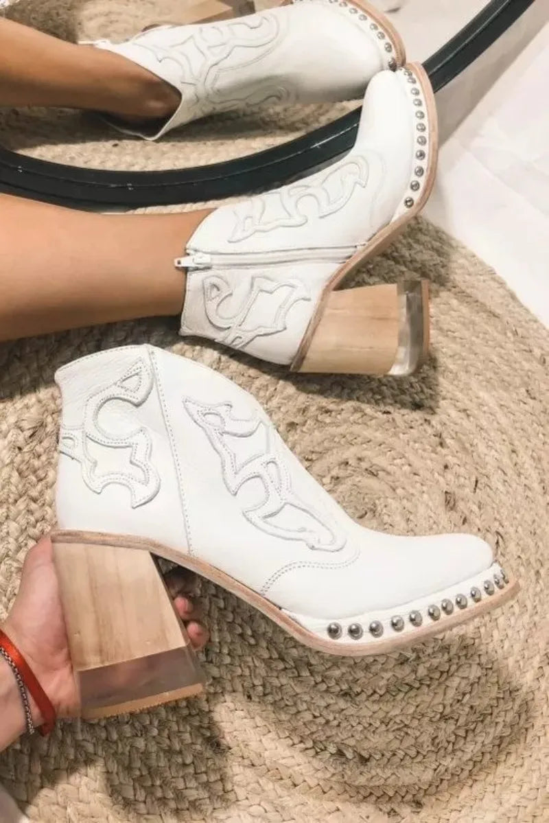 Platform Boots Autumn Female Ankle Boots PU Leather Embroidery Soft Short Boots Party Evening Footwear Zapatos De Mujer 35-43 Good Vibrations
