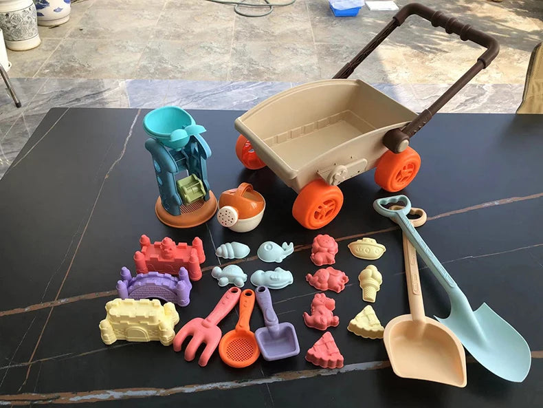 Kid Trolley Beach Play Toy Sandbox Shovel Animal Molds Beach Accessories Dig Sand Toy Outdoor Seaside Water Game Kid Fun Gift Good Vibrations
