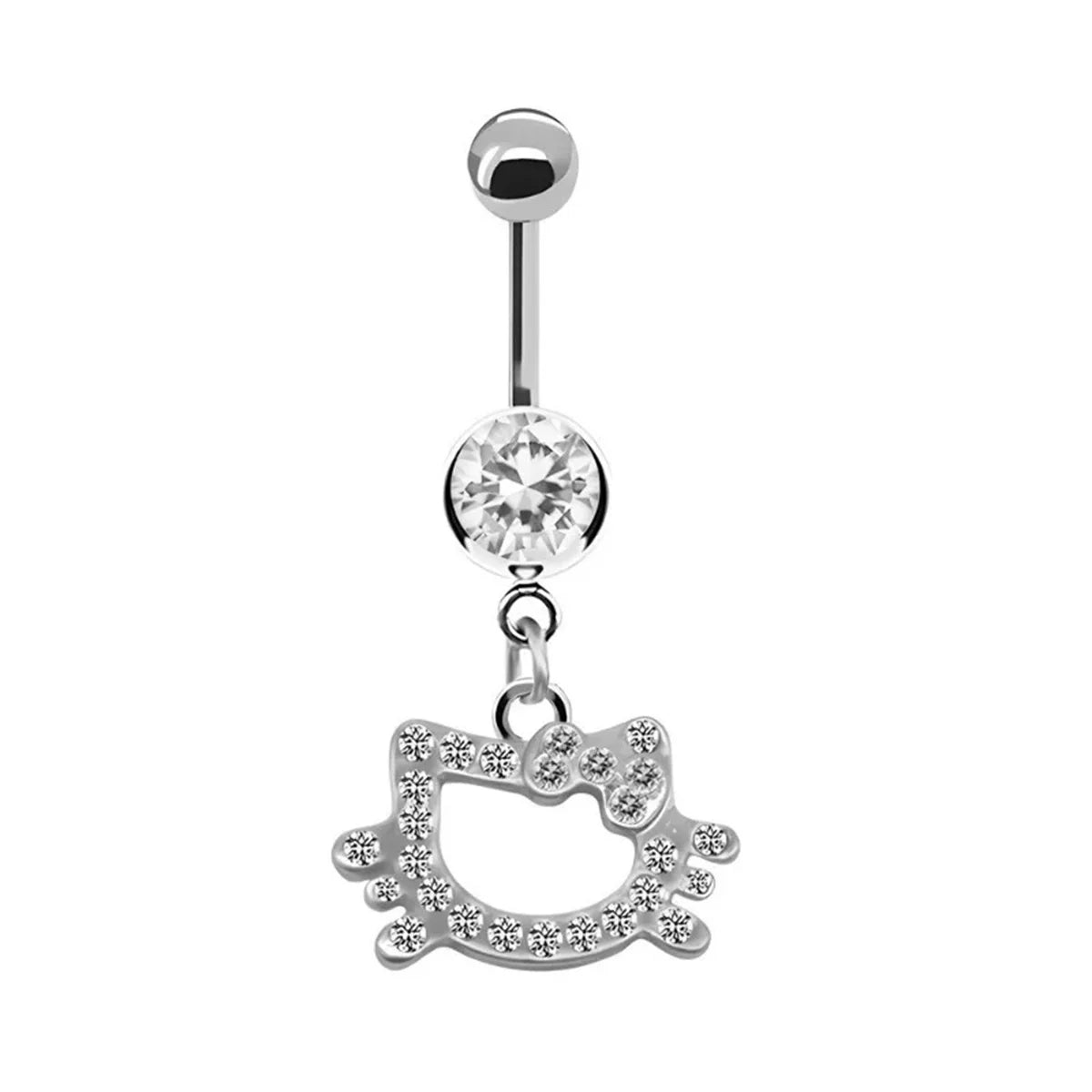 1Pc Stainless Steel Sexy Belly Button Ring For Women,Trendy Pink Cute Cat Design Navel Piercing Jewelry Good Vibrations Adult Super Store