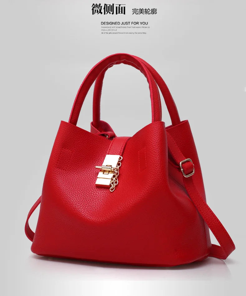 Woman shoulder bag Large capacity Handbag for Women Crossbody bag Lychee pattern PU Portable bucket bag ladies messenger bags Good Vibrations