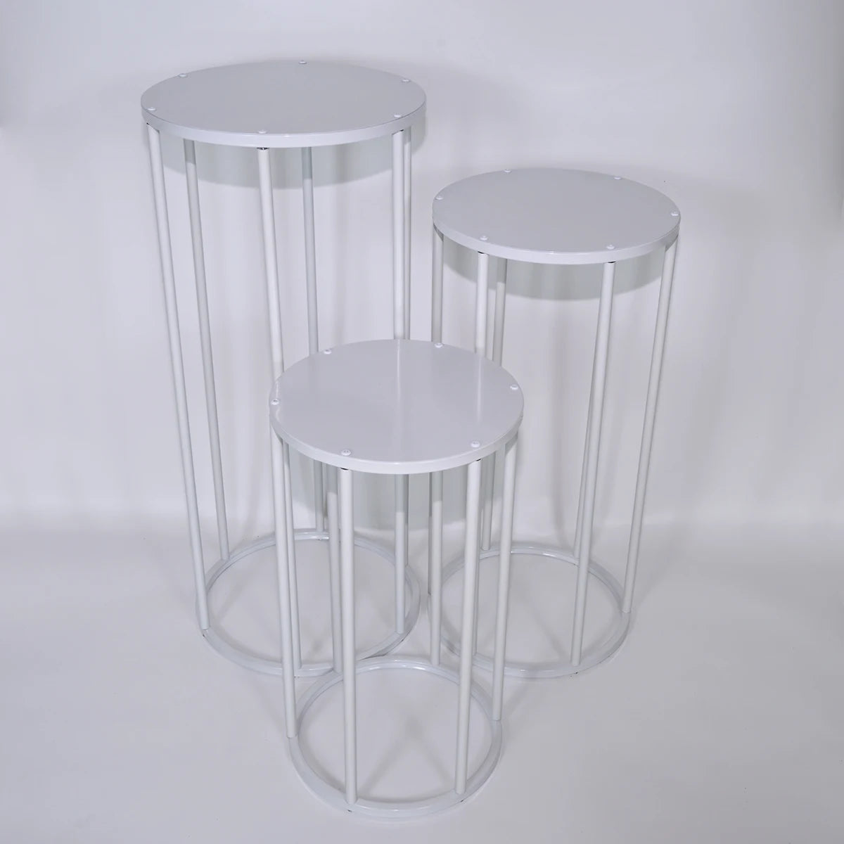 White Cylinders Cake Table Party Wedding Decoration Cylindrical Cloth Cover Stand Dessert Bar Photograph Background Good Vibrations