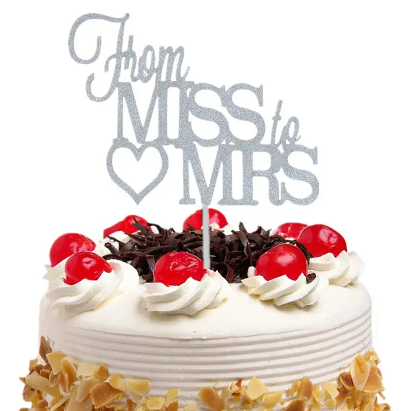 Cake Topper From Miss To Mrs Bride Wedding Cupcakes flags For Decor Mariage Mr Mrs Family Cake Toppers Bridal Shower Party Good Vibrations