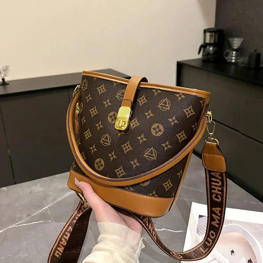 Luxury Bucket Bag - Premium Leather Tote & Crossbody Purse for Women, Spacious Designer Shoulder Bag with Chic Minimalist Style Good Vibrations